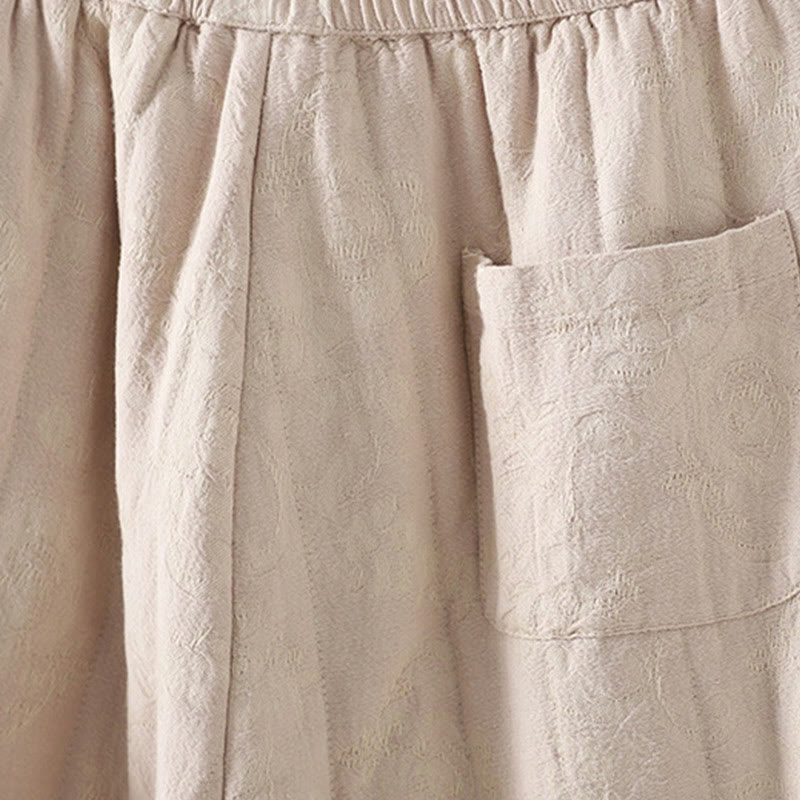 Damskie spodnie termiczne z szerokimi nogawkami do kostek z żakardową bawełną i kieszeniami Buddha Stones - image 15