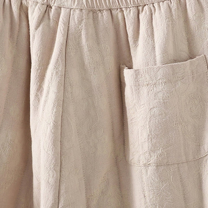 Damskie spodnie termiczne z szerokimi nogawkami do kostek z żakardową bawełną i kieszeniami Buddha Stones - image 15