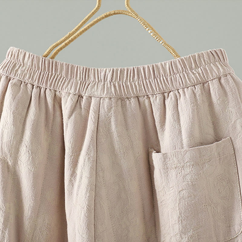 Damskie spodnie termiczne z szerokimi nogawkami do kostek z żakardową bawełną i kieszeniami Buddha Stones - image 13