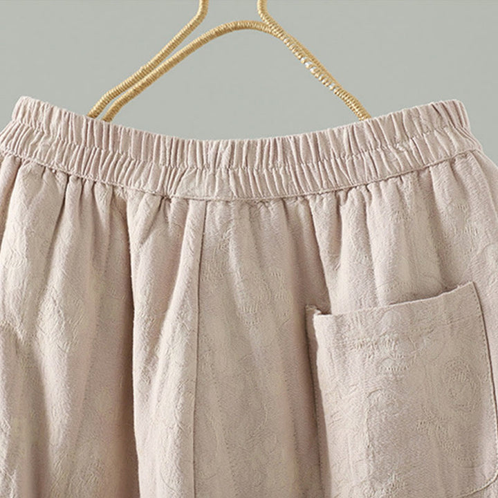 Damskie spodnie termiczne z szerokimi nogawkami do kostek z żakardową bawełną i kieszeniami Buddha Stones - image 13