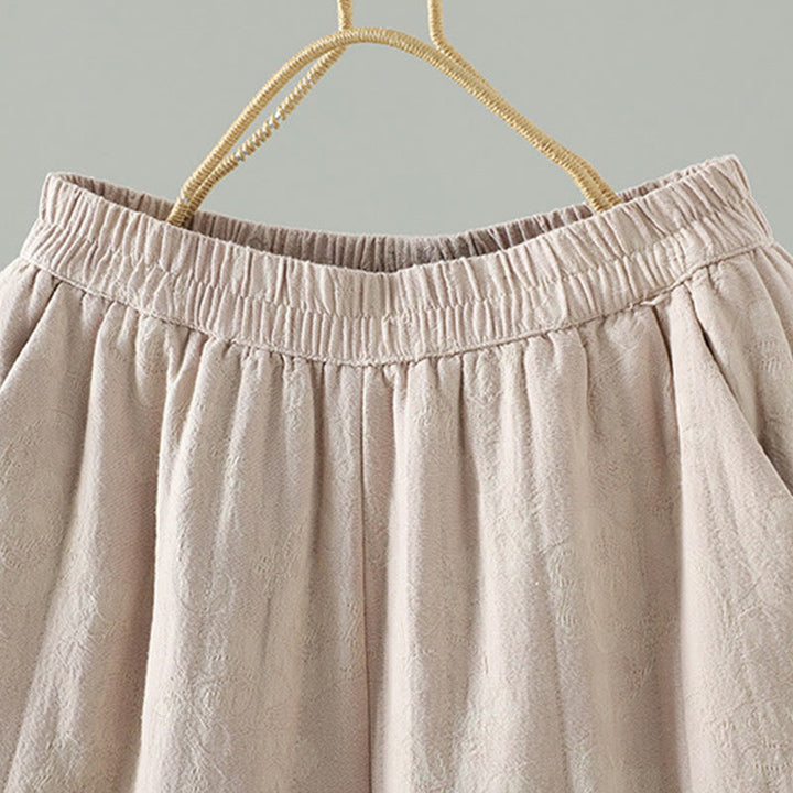 Damskie spodnie termiczne z szerokimi nogawkami do kostek z żakardową bawełną i kieszeniami Buddha Stones - image 12