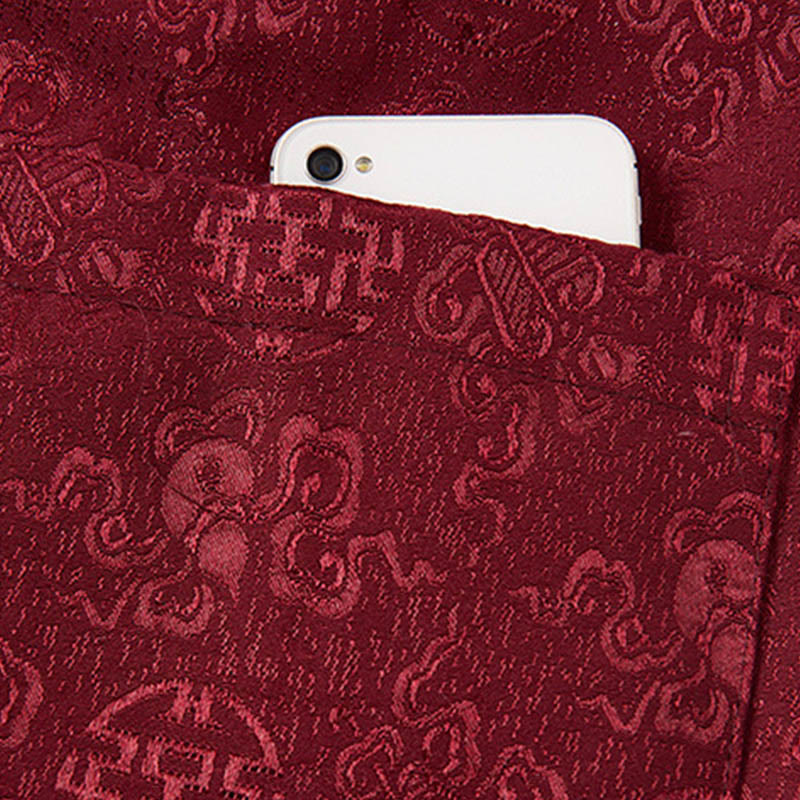 Męska kurtka typu Tang z długim rękawem i kieszeniami, haftowanymi Buddha Stones , kołnierzem stojącym - image 9