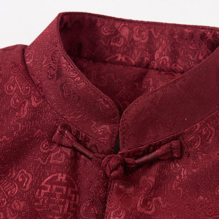 Męska kurtka typu Tang z długim rękawem i kieszeniami, haftowanymi Buddha Stones , kołnierzem stojącym - image 4