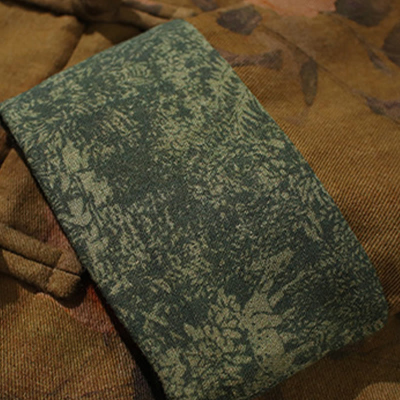 Męska bawełniana kurtka z długim rękawem i nadrukiem w kwiaty z Buddha Stones, zapinana na guziki z żabą chińską - image 22