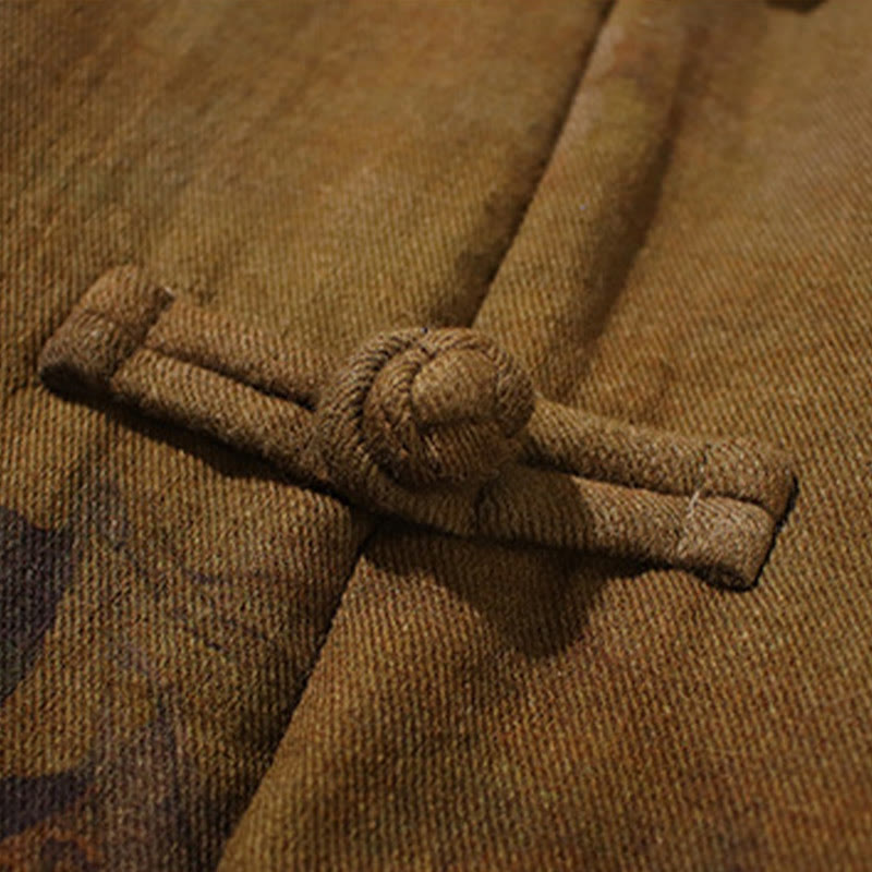 Męska bawełniana kurtka z długim rękawem i nadrukiem w kwiaty z Buddha Stones, zapinana na guziki z żabą chińską - image 21