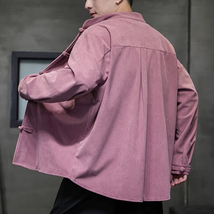 Kurtka męska z długim rękawem z bawełny sztruksowej z haftem bambusowym i żabą, z Buddha Stones - image 24