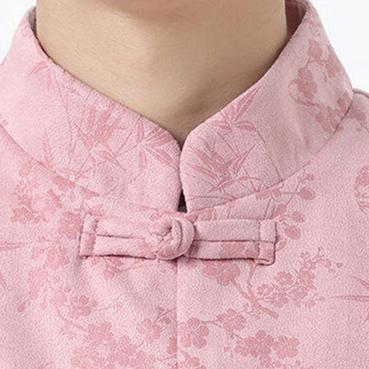 Kurtka męska z długim rękawem z bawełny Buddha Stones Fall Jacquard Bamboo Frog-guziki i kieszeniami - image 15