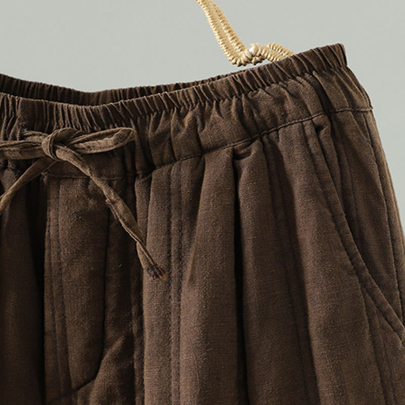 Damskie spodnie haremowe z bawełny z elastyczną talią i kieszeniami, z motywem Buddha Stones, w prostym, prostym fasonie ze ściągaczem - image 2