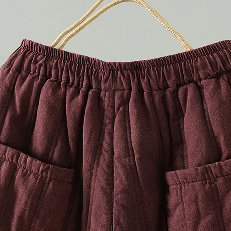 Damskie spodnie haremowe z bawełny z elastyczną talią i kieszeniami, z motywem Buddha Stones, w prostym, prostym fasonie ze ściągaczem - image 9