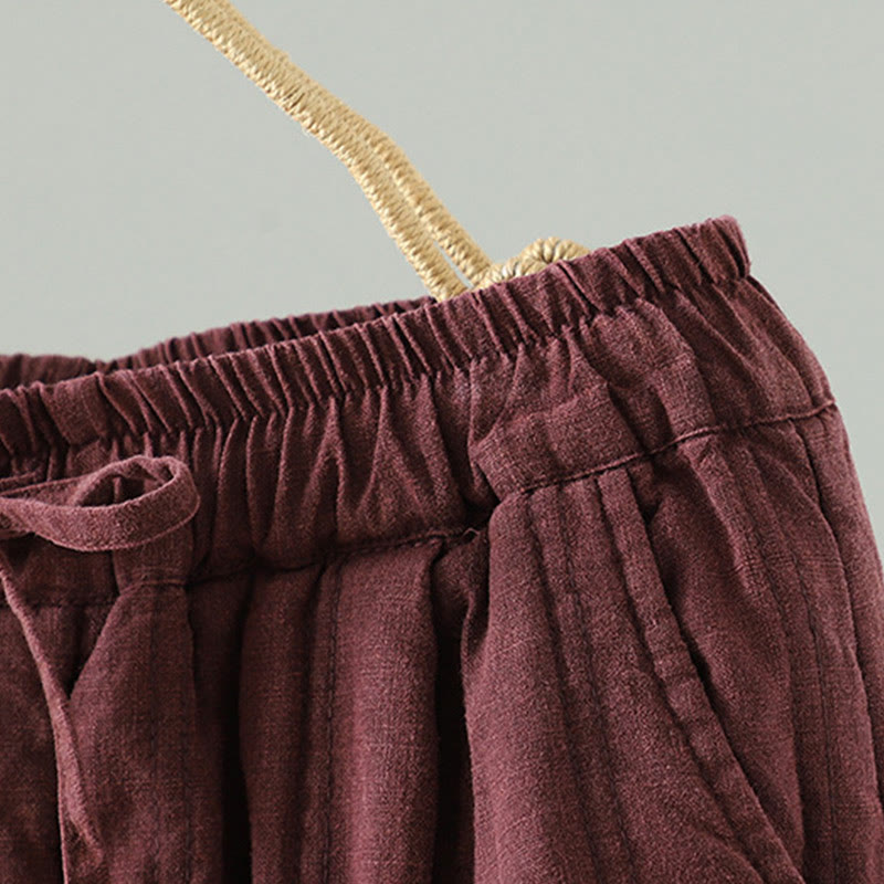 Damskie spodnie haremowe z bawełny z elastyczną talią i kieszeniami, z motywem Buddha Stones, w prostym, prostym fasonie ze ściągaczem - image 10