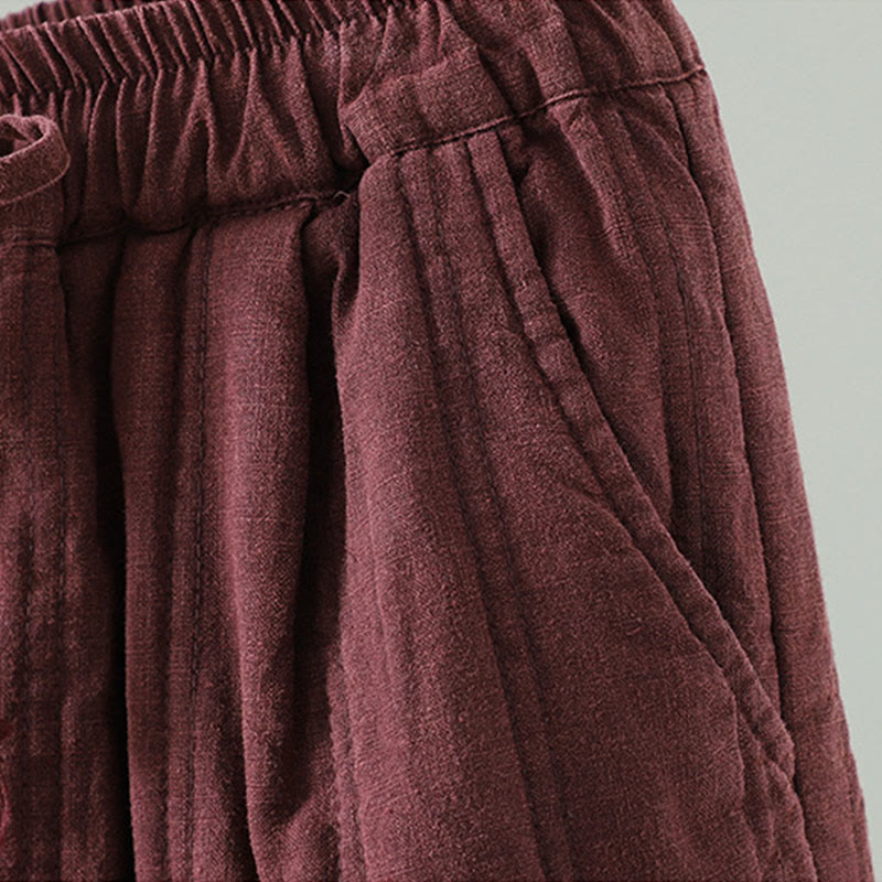 Damskie spodnie haremowe z bawełny z elastyczną talią i kieszeniami, z motywem Buddha Stones, w prostym, prostym fasonie ze ściągaczem - image 11