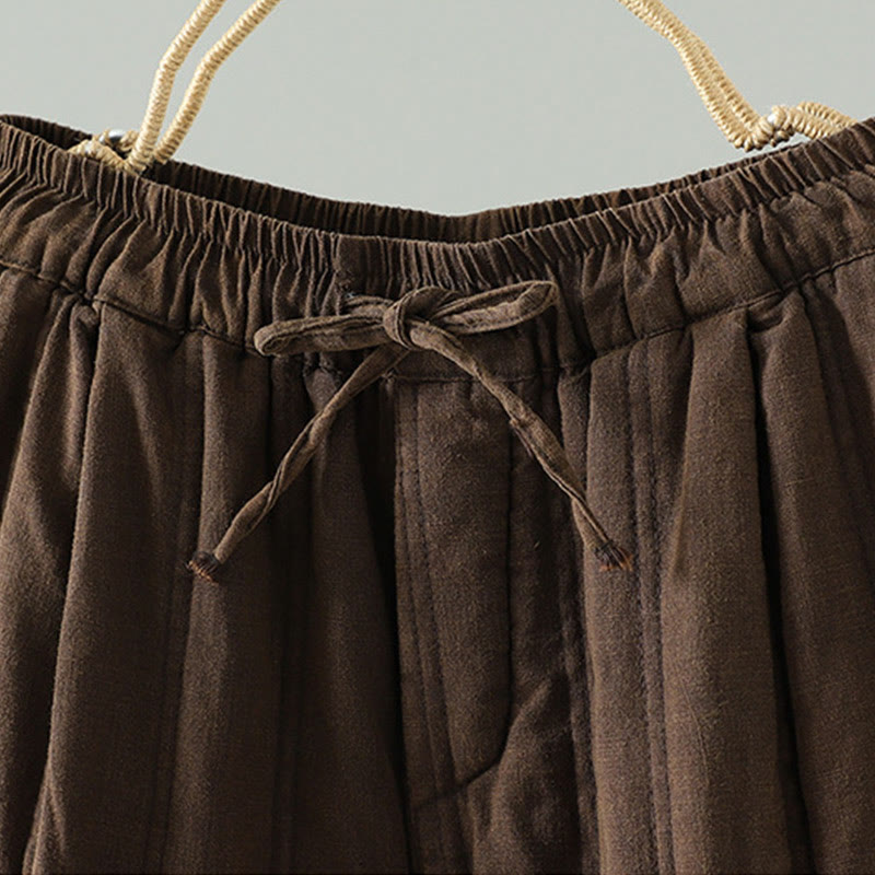 Damskie spodnie haremowe z bawełny z elastyczną talią i kieszeniami, z motywem Buddha Stones, w prostym, prostym fasonie ze ściągaczem - image 1