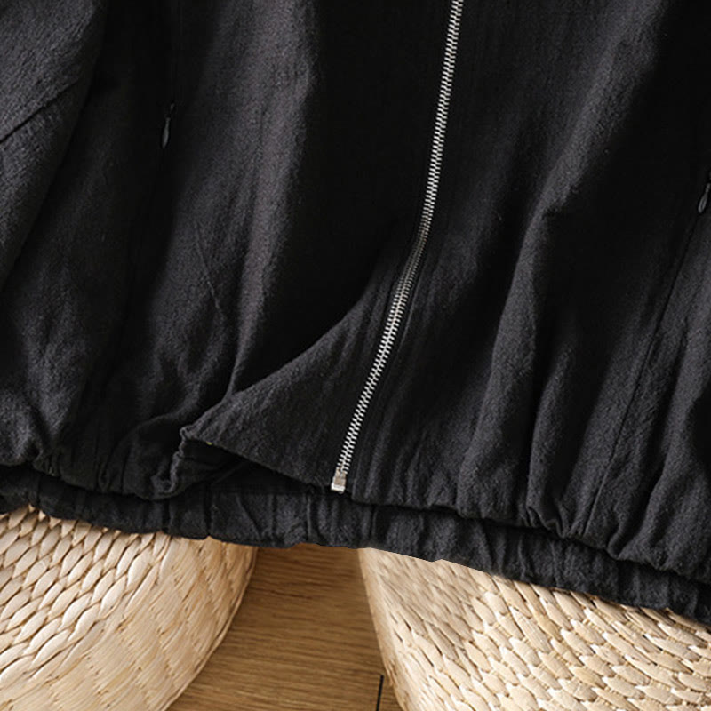 Kurtka damska z długim rękawem i kieszeniami, bawełniana, zapinana na zamek błyskawiczny, z podwójną warstwą materiału Buddha Stones - image 6