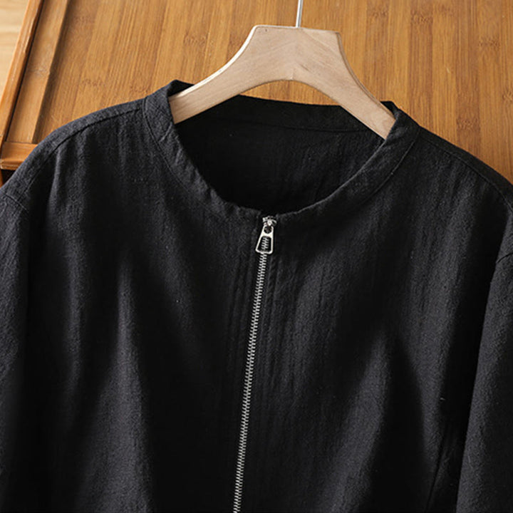 Kurtka damska z długim rękawem i kieszeniami, bawełniana, zapinana na zamek błyskawiczny, z podwójną warstwą materiału Buddha Stones - image 3