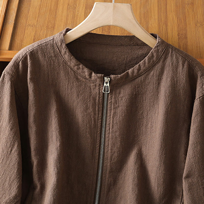 Kurtka damska z długim rękawem i kieszeniami, bawełniana, zapinana na zamek błyskawiczny, z podwójną warstwą materiału Buddha Stones - image 23