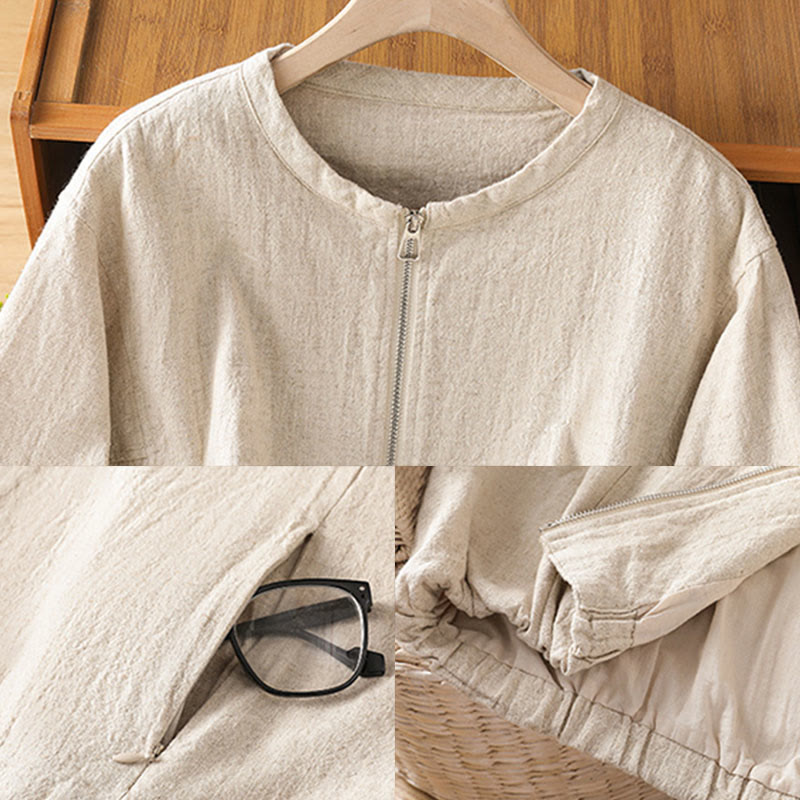 Kurtka damska z długim rękawem i kieszeniami, bawełniana, zapinana na zamek błyskawiczny, z podwójną warstwą materiału Buddha Stones - image 20