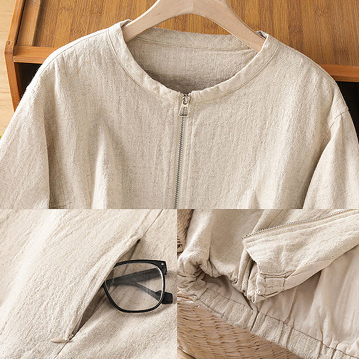 Kurtka damska z długim rękawem i kieszeniami, bawełniana, zapinana na zamek błyskawiczny, z podwójną warstwą materiału Buddha Stones - image 20