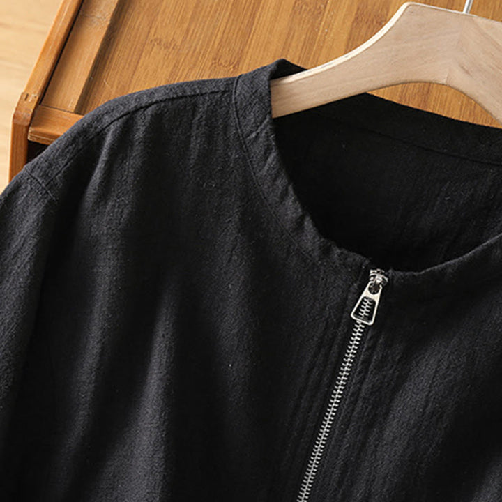 Kurtka damska z długim rękawem i kieszeniami, bawełniana, zapinana na zamek błyskawiczny, z podwójną warstwą materiału Buddha Stones - image 5