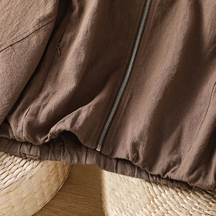 Kurtka damska z długim rękawem i kieszeniami, bawełniana, zapinana na zamek błyskawiczny, z podwójną warstwą materiału Buddha Stones - image 28