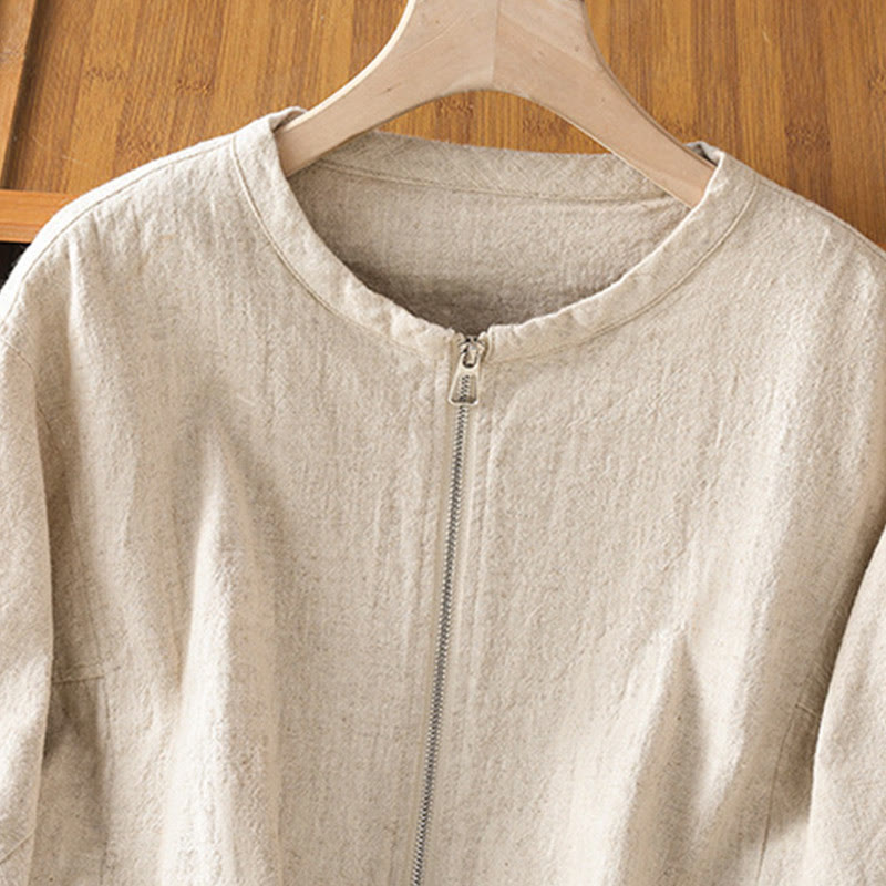 Kurtka damska z długim rękawem i kieszeniami, bawełniana, zapinana na zamek błyskawiczny, z podwójną warstwą materiału Buddha Stones - image 11