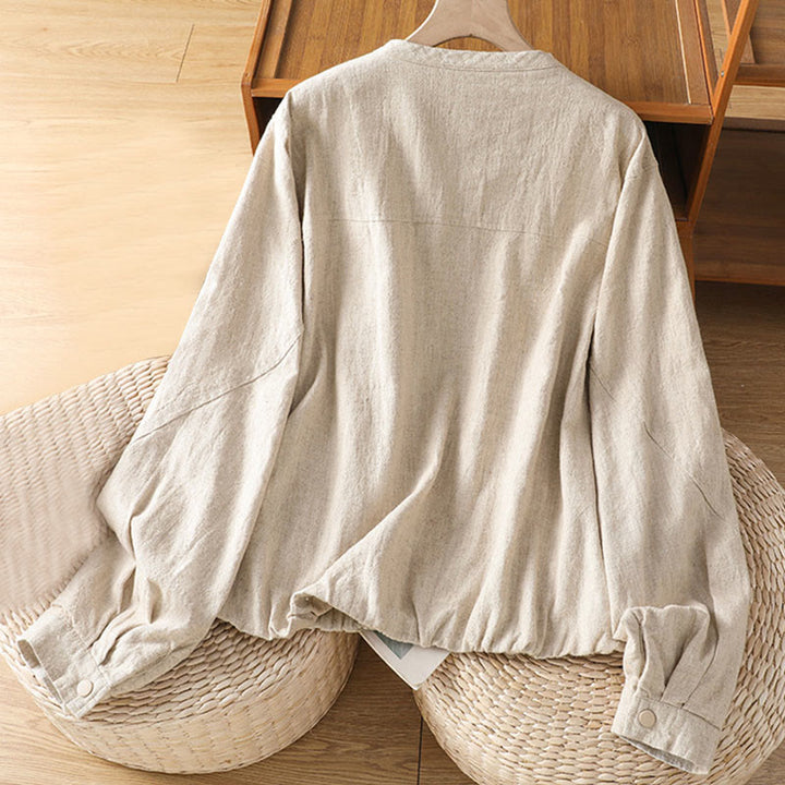 Kurtka damska z długim rękawem i kieszeniami, bawełniana, zapinana na zamek błyskawiczny, z podwójną warstwą materiału Buddha Stones - image 10