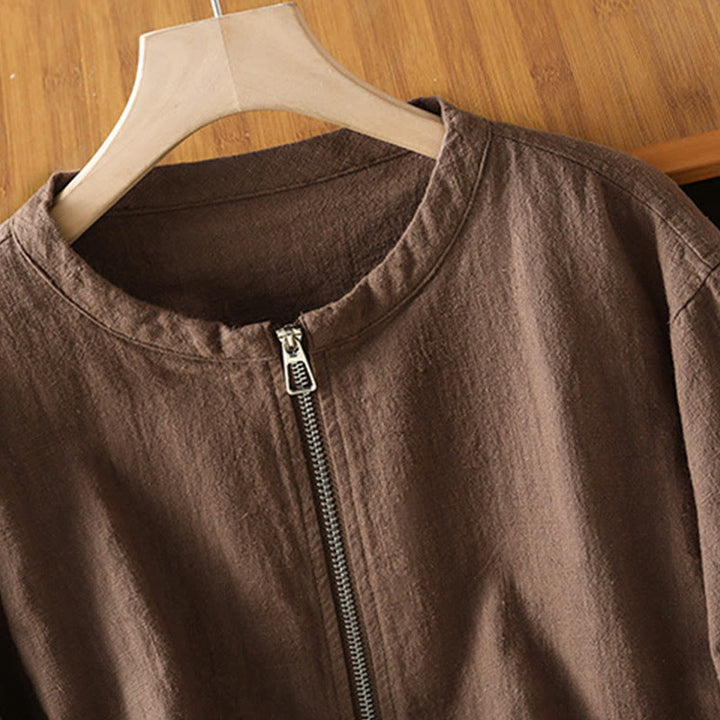 Kurtka damska z długim rękawem i kieszeniami, bawełniana, zapinana na zamek błyskawiczny, z podwójną warstwą materiału Buddha Stones - image 24