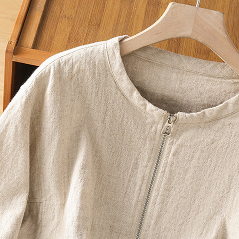 Kurtka damska z długim rękawem i kieszeniami, bawełniana, zapinana na zamek błyskawiczny, z podwójną warstwą materiału Buddha Stones - image 13