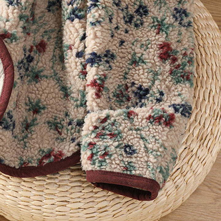 Damska kurtka termiczna z długim rękawem i kieszeniami, z bawełny z motywem kwiatowym "Buddha Stones" , zapinana na guziki - image 8