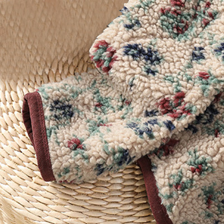 Damska kurtka termiczna z długim rękawem i kieszeniami, z bawełny z motywem kwiatowym "Buddha Stones" , zapinana na guziki - image 7