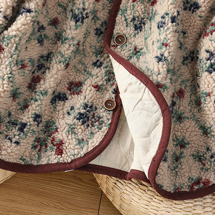 Damska kurtka termiczna z długim rękawem i kieszeniami, z bawełny z motywem kwiatowym "Buddha Stones" , zapinana na guziki - image 12