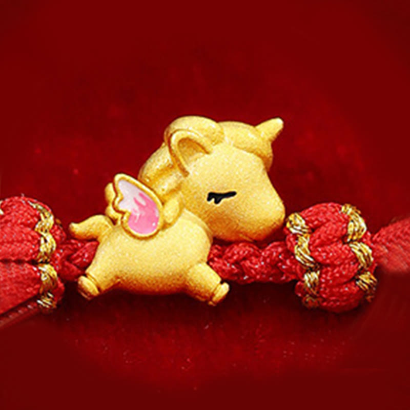 Bransoletka z czerwonego sznurka z Buddha Stones ze srebra próby 925, Rok Konia, Szczęście i Siła - image 9