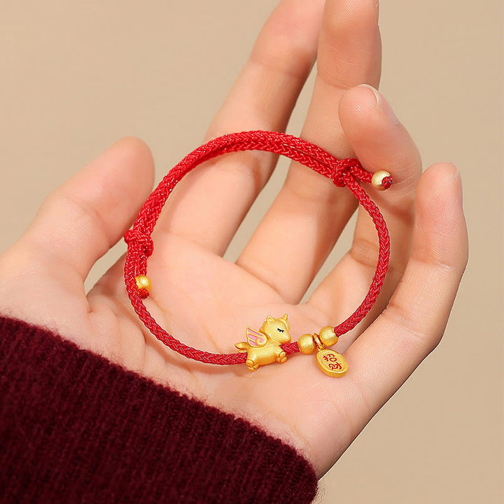 Bransoletka z czerwonego sznurka z Buddha Stones ze srebra próby 925, Rok Konia, Szczęście i Siła - Styl B (obwód nadgarstka: 16-20 cm) - image 7