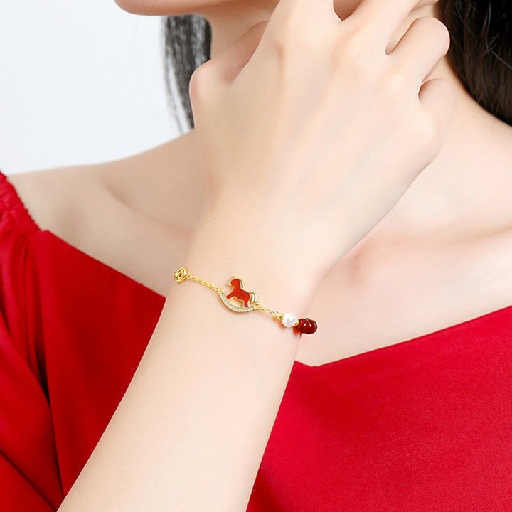 Naszyjnik z Buddha Stones ze srebra próby 925, rok chińskiego zodiaku konia, czerwony agat, spokojny wisiorek - image 11