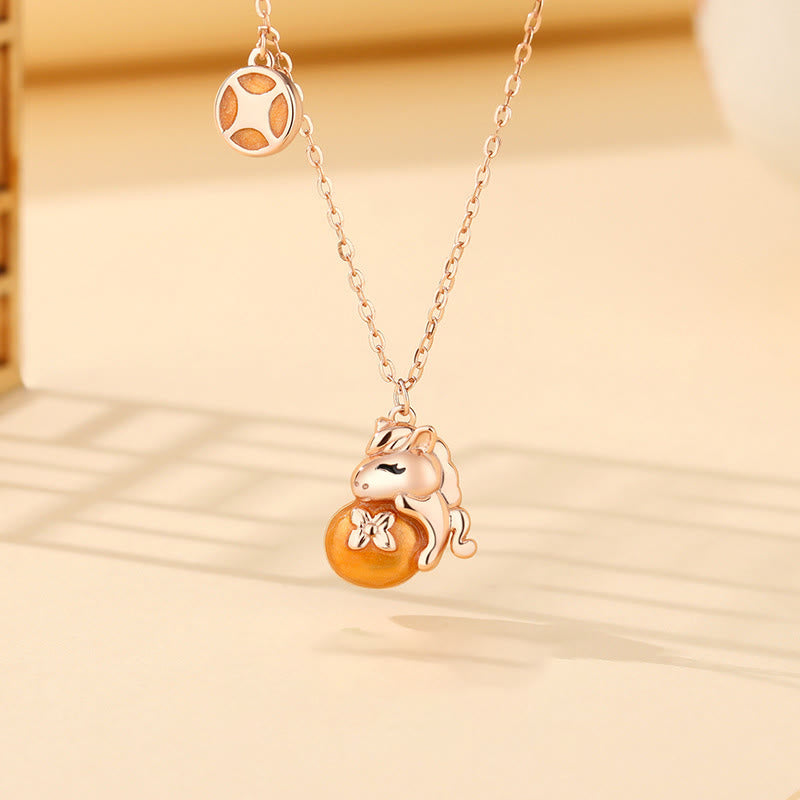 Naszyjnik z Buddha Stones ze srebra próby 925, Rok Konia, projekt monety, błogosławieństwo - image 0