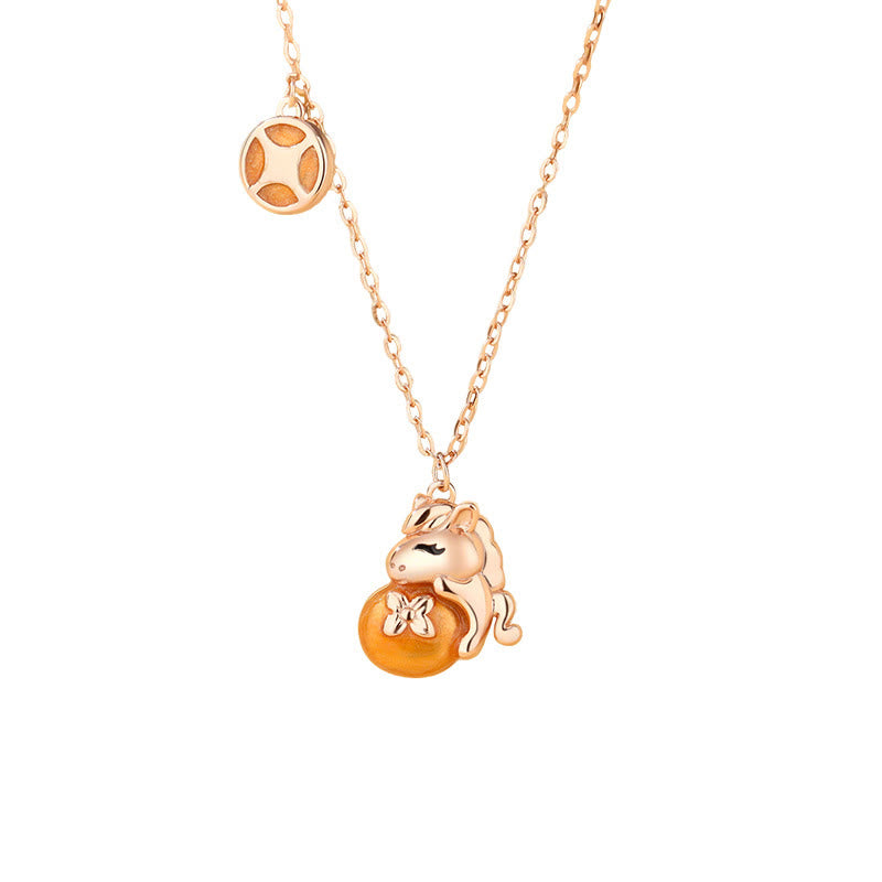 Naszyjnik z Buddha Stones ze srebra próby 925, Rok Konia, projekt monety, błogosławieństwo - image 2