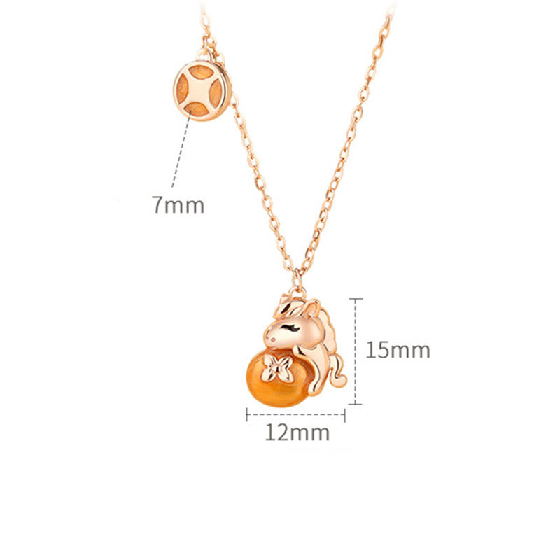 Naszyjnik z Buddha Stones ze srebra próby 925, Rok Konia, projekt monety, błogosławieństwo - image 3