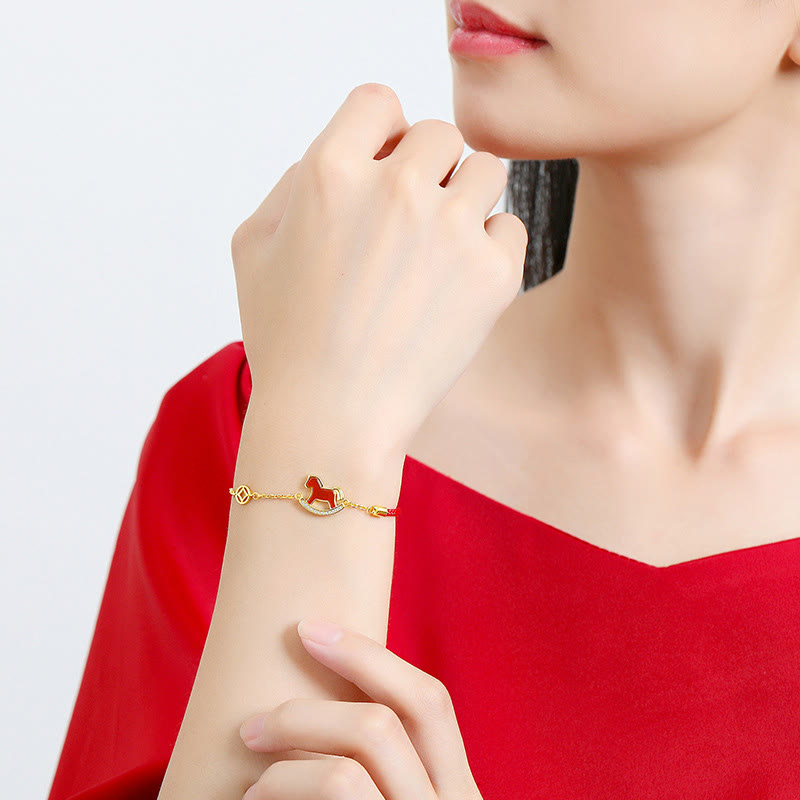 Bransoletka z Buddha Stones ze srebra próby 925, zawieszka Rok Konia z czerwonego agatu, spokojny łańcuszek - image 11