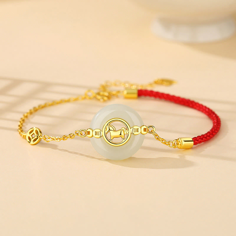 Naszyjnik z Buddha Stones ze srebra próby 925 z jadeitu Hetian, Rok Konia, klamra pokoju, szczęście - image 10