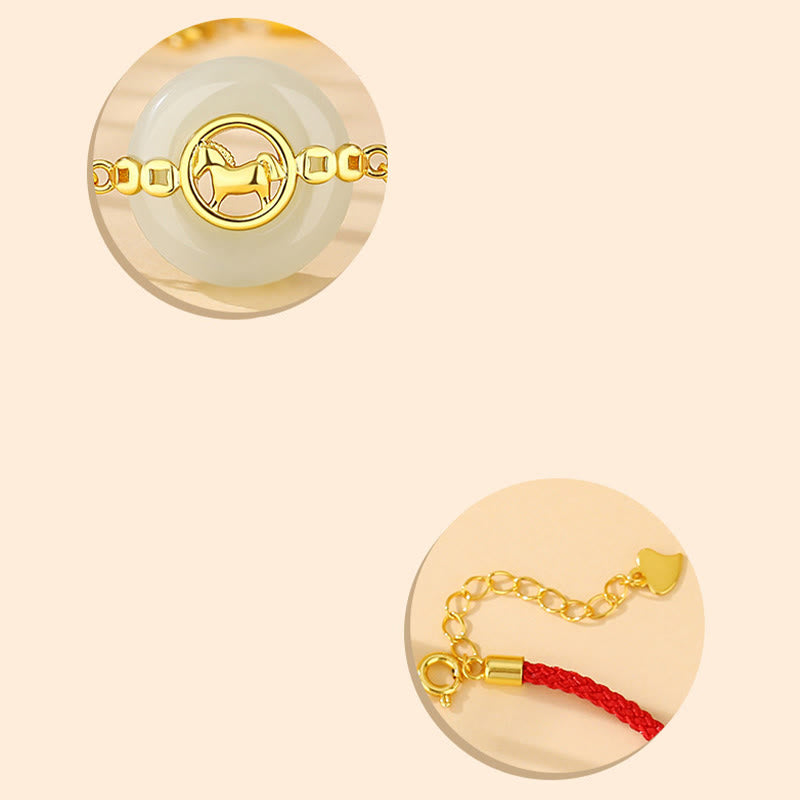 Naszyjnik z Buddha Stones ze srebra próby 925 z jadeitu Hetian, Rok Konia, klamra pokoju, szczęście - image 13