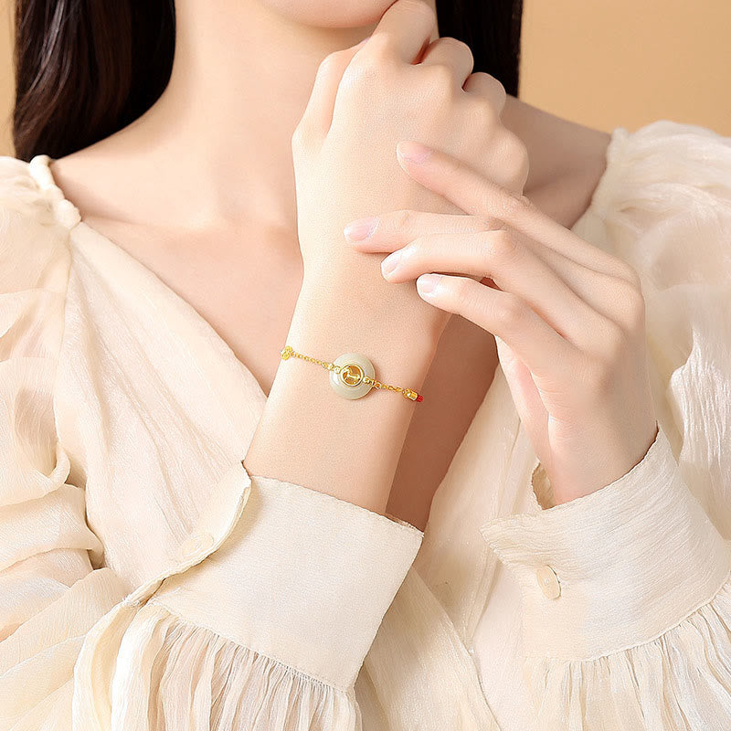 Bransoletka z czerwonego sznurka z Buddha Stones próby 925 i jadeitu Hetian z klamrą pokoju Rok Konia - image 4