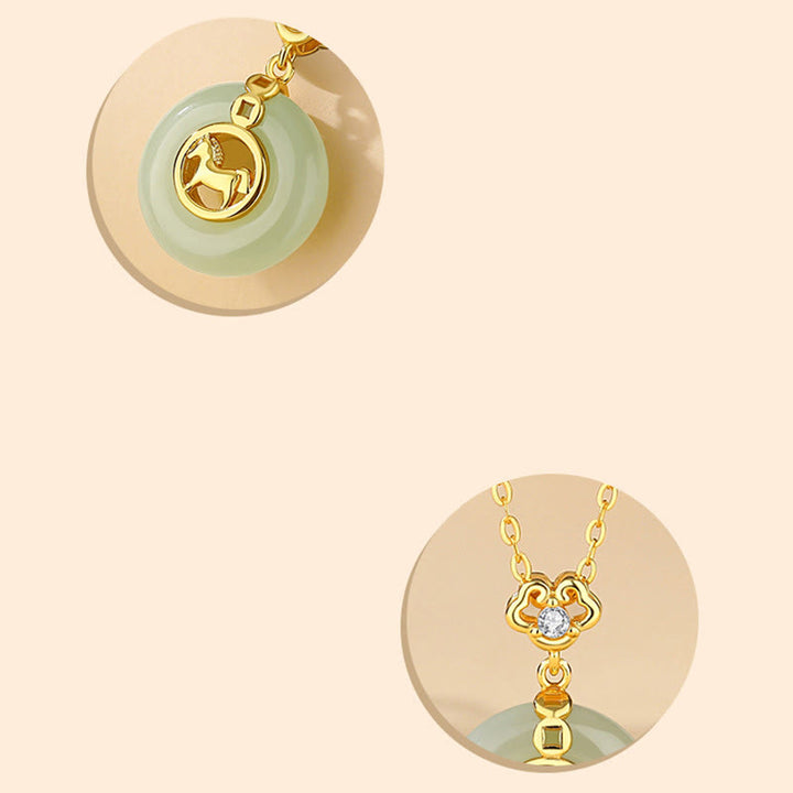 Bransoletka z czerwonego sznurka z Buddha Stones próby 925 i jadeitu Hetian z klamrą pokoju Rok Konia - image 13