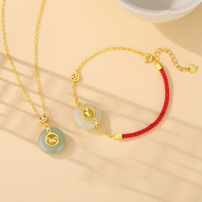 Naszyjnik z Buddha Stones ze srebra próby 925 z jadeitu Hetian, Rok Konia, klamra pokoju, szczęście - image 16