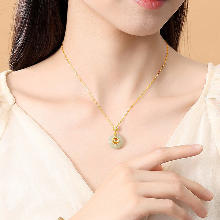 Naszyjnik z Buddha Stones ze srebra próby 925 z jadeitu Hetian, Rok Konia, klamra pokoju, szczęście - image 4