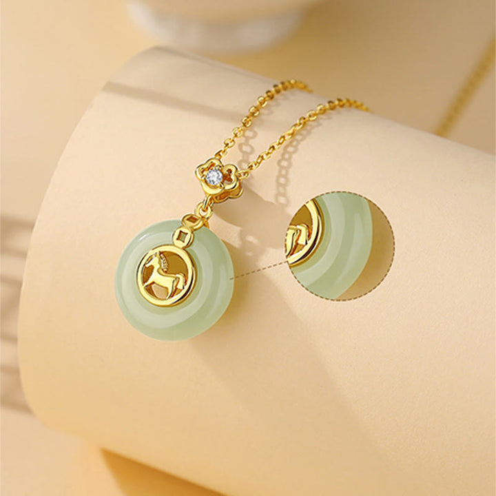 Bransoletka z czerwonego sznurka z Buddha Stones próby 925 i jadeitu Hetian z klamrą pokoju Rok Konia - image 12