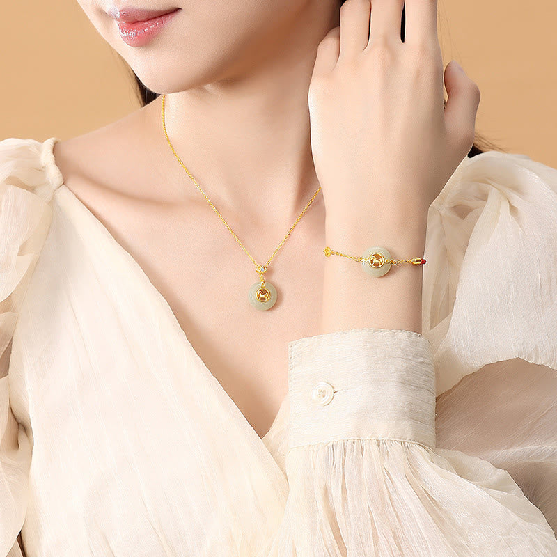 Naszyjnik z Buddha Stones ze srebra próby 925 z jadeitu Hetian, Rok Konia, klamra pokoju, szczęście - image 17