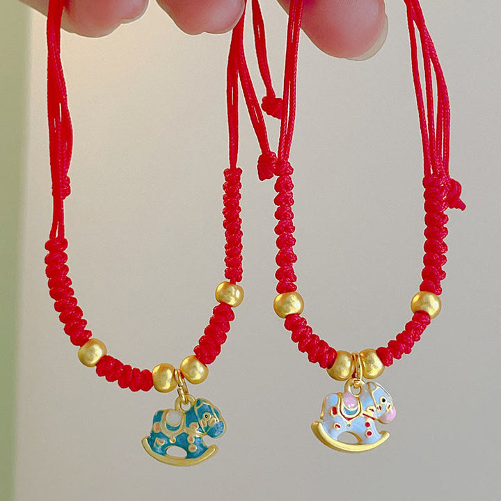 Bransoletka z czerwonego sznurka miedzianego z Buddha Stones, chińskim zodiakiem, rokiem konia - image 6