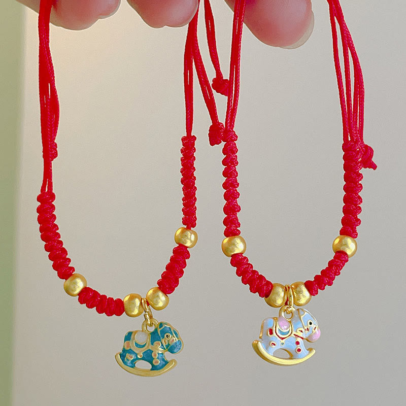 Buddha Stones , Mała Bransoletka Roku Konia, Czerwony Sznurek, Miedziana, Regulowana, Szczęście - image 4