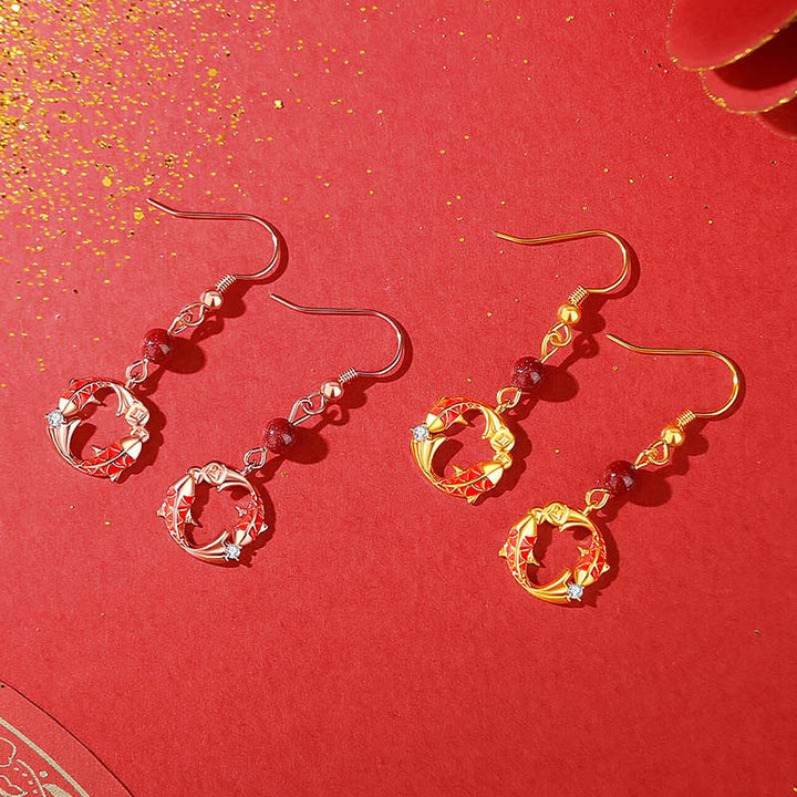 Kolczyki ochronne z Buddha Stones, 925 srebro próby 925, złoto 18k, symbol ryby Koi - image 4