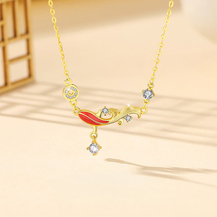 Bransoletka z czerwonego sznurka z motywem ryby Koi, wykonana ze srebra próby 925 z Buddha Stones i błogosławieństwem - Naszyjnik z rybą Koi - image 8