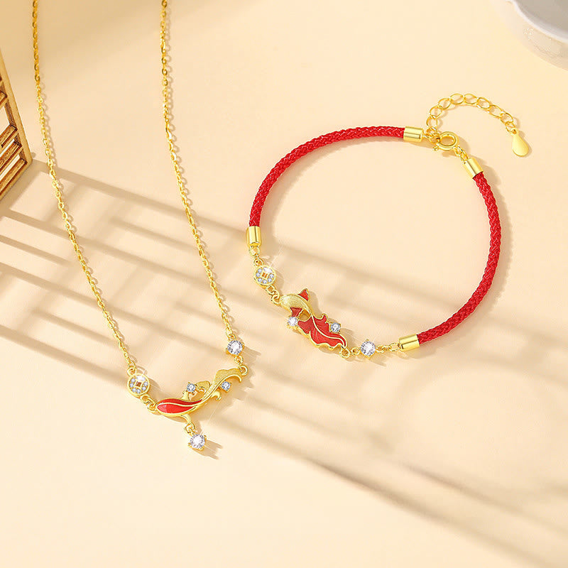 Bransoletka z czerwonego sznurka z motywem ryby Koi, wykonana ze srebra próby 925 z Buddha Stones i błogosławieństwem - image 10